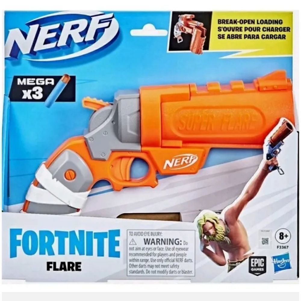 NERF Fortnite Flare Dart Blaster, Includes 3 Mega Darts, Epic Games!NEW